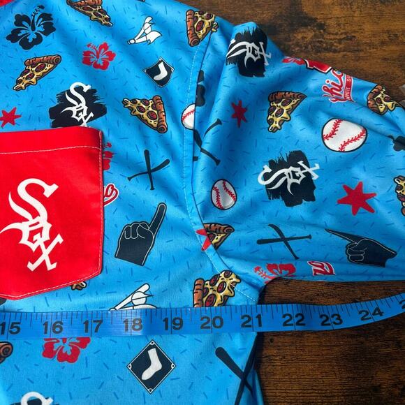 Chicago White Sox Shirt Beggars Pizza Hawaiian Shirt SGA Sz Medium 4th of July - Picture 8 of 8